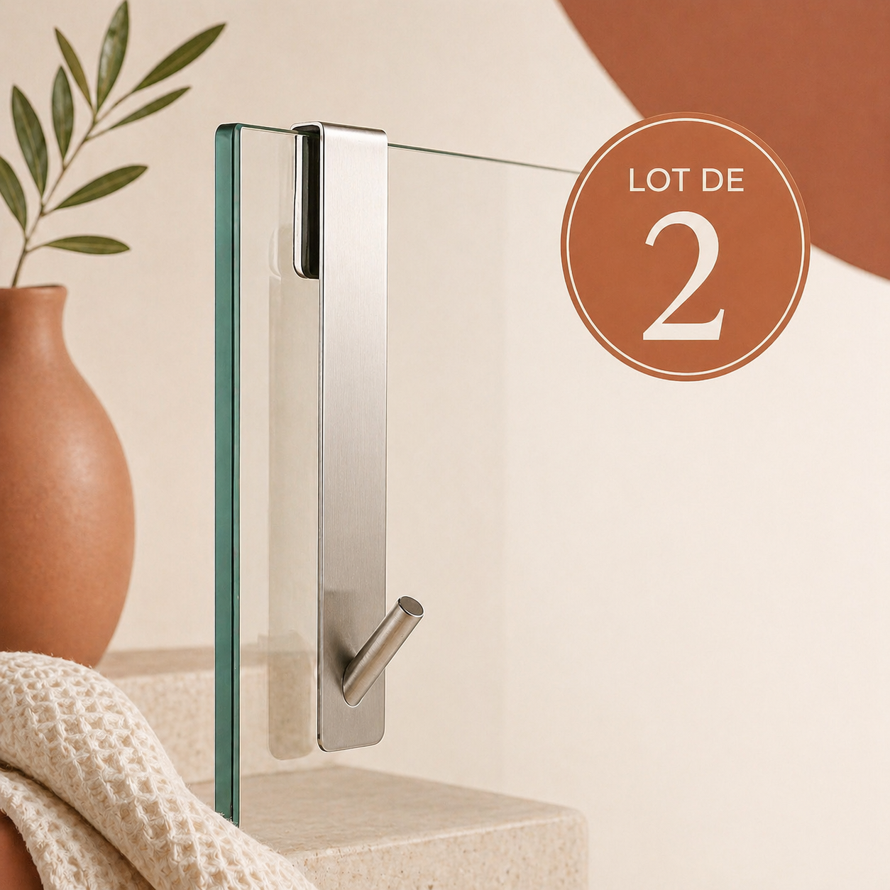Lot de 2 crochet pour porte de douche